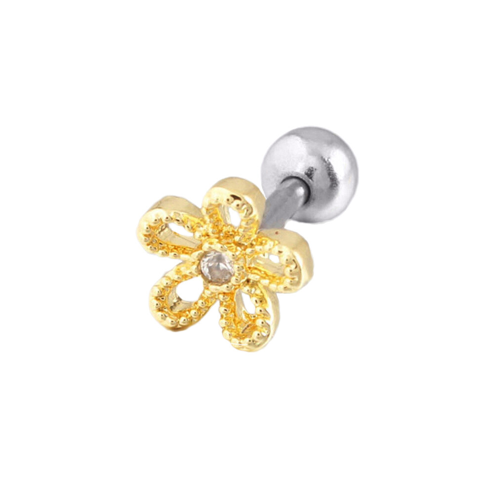 Acero Inox Piercing Helix Tragus Pendientes Flores Circonia Rosa Oro Plata Mujer