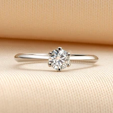 0.5ct Moissanite Solitaire 925 Sterling Silver Engagement Ring Size 3-12 Ss040
