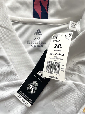 adidas Real Madrid Soccer 2020/21 Home Long Sleeve Jersey 2xl