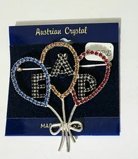 Vtg Elvis Presley Pin Brooch Austrian Crystals Balloons EAP 2 & /8" Long NEW