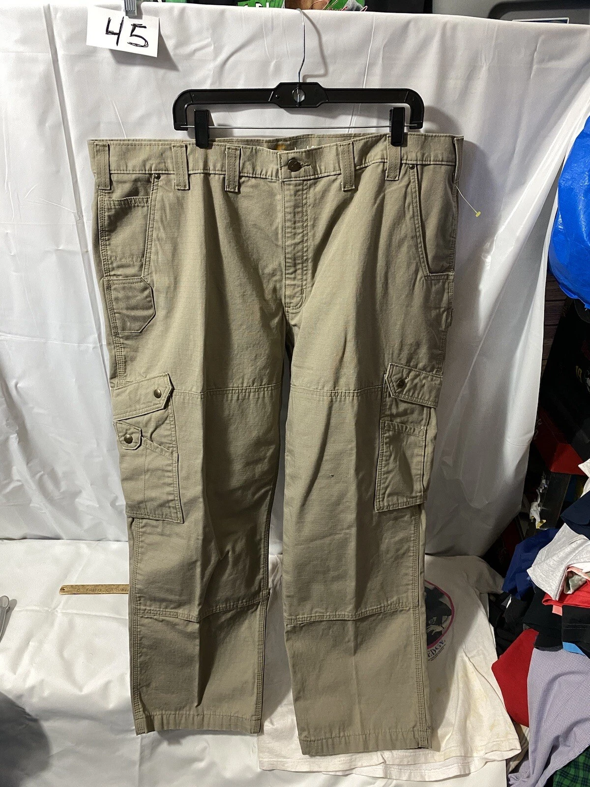 Carhartt Pants Adult Men's 44X30 Khaki Relaxed Fit Work Cargo Workwear