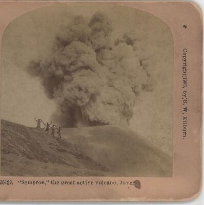Semeroe Great Active Volcano Java Kilburn Stereoview c1900