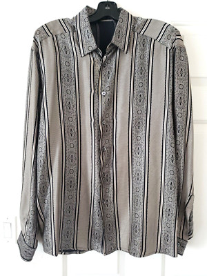 BYBLOS LONG SLEEVE SILK BUTTON DOWN STRIPED VINTAGE SHIRT SIZE L PRE OWNED 