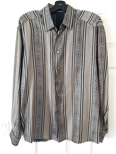 Byblos, BYBLOS LONG SLEEVE SILK BUTTON DOWN STRIPED VINTAGE SHIRT SIZE L PRE OWNED
