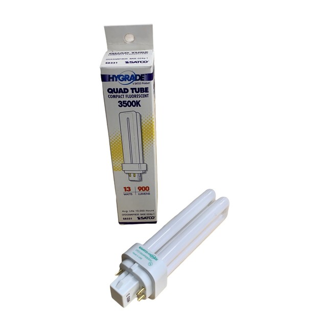 Satco S8331 3500K 13Watt G24q1 Base T4 Quad 4Pin Tube for Electronic and Dimming Ballasts for