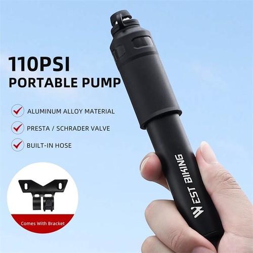 WEST BIKING Portable Bike Pump Aluminum Bicycle Tire Inflator Ball Pump 110PSI - Picture 3 of 19