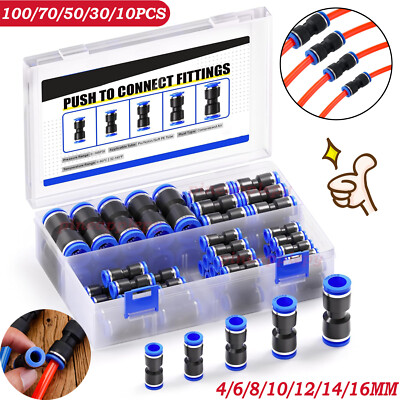 100PCS Straight Push Connectors Plastic Quick Release Connector Air Line Fitting