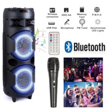 6000W Dual 8" Woofers Portable Bluetooth Party Speaker Heavy Bass Sound with Mic
