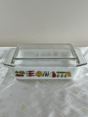 Vintage JAJ Pyrex Markt Garten Auflaufform & Glasdeckel Gemüsemuster 513