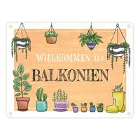 Willkommen Auf Balkonien Metallschild In 15X20 Cm In Gelb