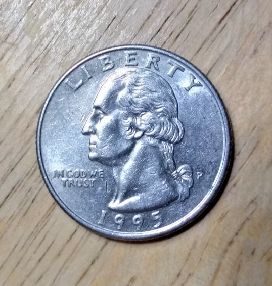 1995 US P Quarter Coin Misaligned Error Ungraded Circulated