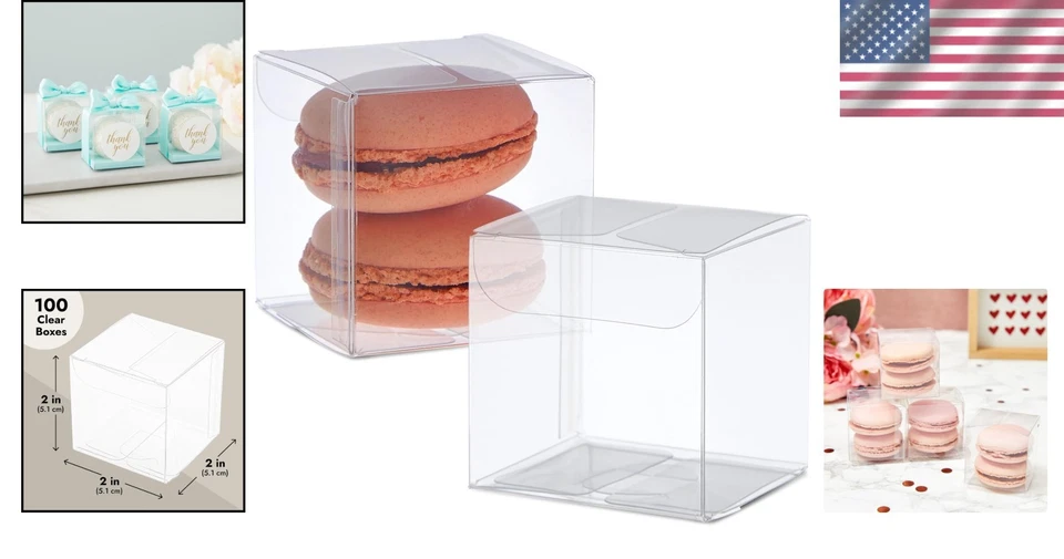 Прозрачные подарочные коробки упаковка 100 шт. — элегантные коробки 2 x 2 x 2 дюйма для свадеб и мероприятий - Изображение 2 из 4