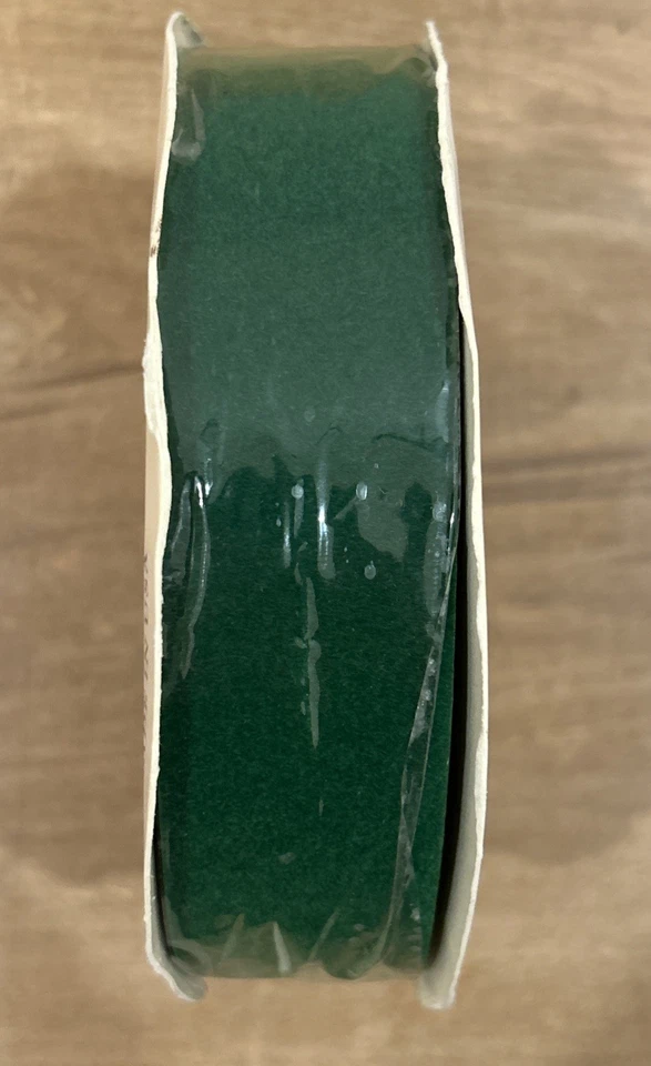 Vintage Lion Ribbon Velvet Velvette Emerald Green 1 3/8" - 25 yds USA - Image 2 of 3