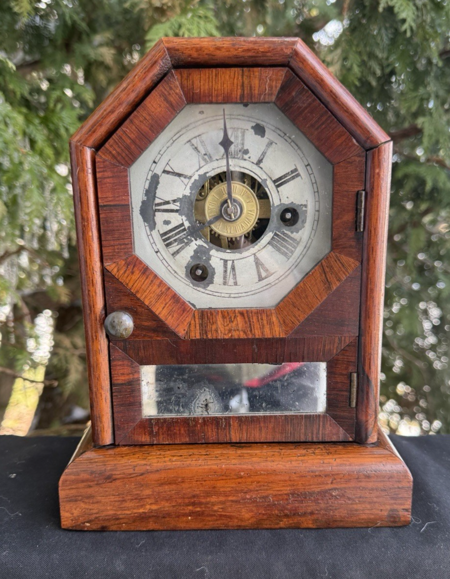 Antique 1863 Seth Thomas OCTOGON TOP Rosewood Time Only With Alarm