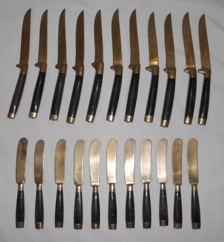 Vintage 22 Pc Lot Siam Brass Bronze Tableware Dinner Knives Spreaders Flatware - Picture 3 of 24