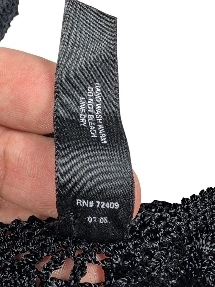 Victoria Secret крючком бисером черный Cami размер маленький Майка пляжный чехол Y2K - Изображение 4 из 4