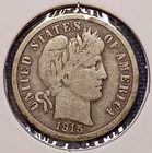 1915 BARBER DIME -- Fine- (F-) -- darker reverse
