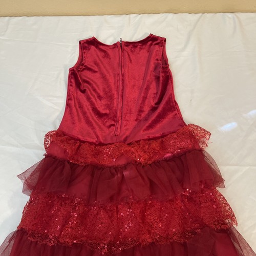 Sweet Kids Girls Large 4-5T Velour Party Dress Lace Sparkles Ruffles - Picture 4 of 4