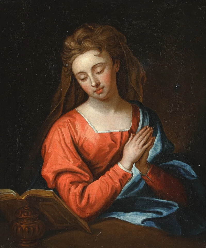 Portrait Young Lady Antique Oil Painting after Sir Godfrey Kneller (1646-1723) - image 2 of 4