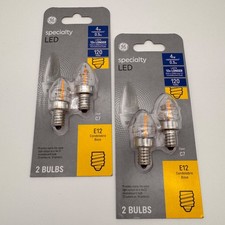 GE Specialty LED C7 Clear Bulbs E12 Candelabra Base Soft White 4W 4 Bulbs 