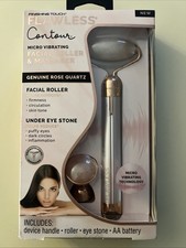 Finishing Touch Flawless Contour Vibrating Facial Roller  Massager Rose Quartz