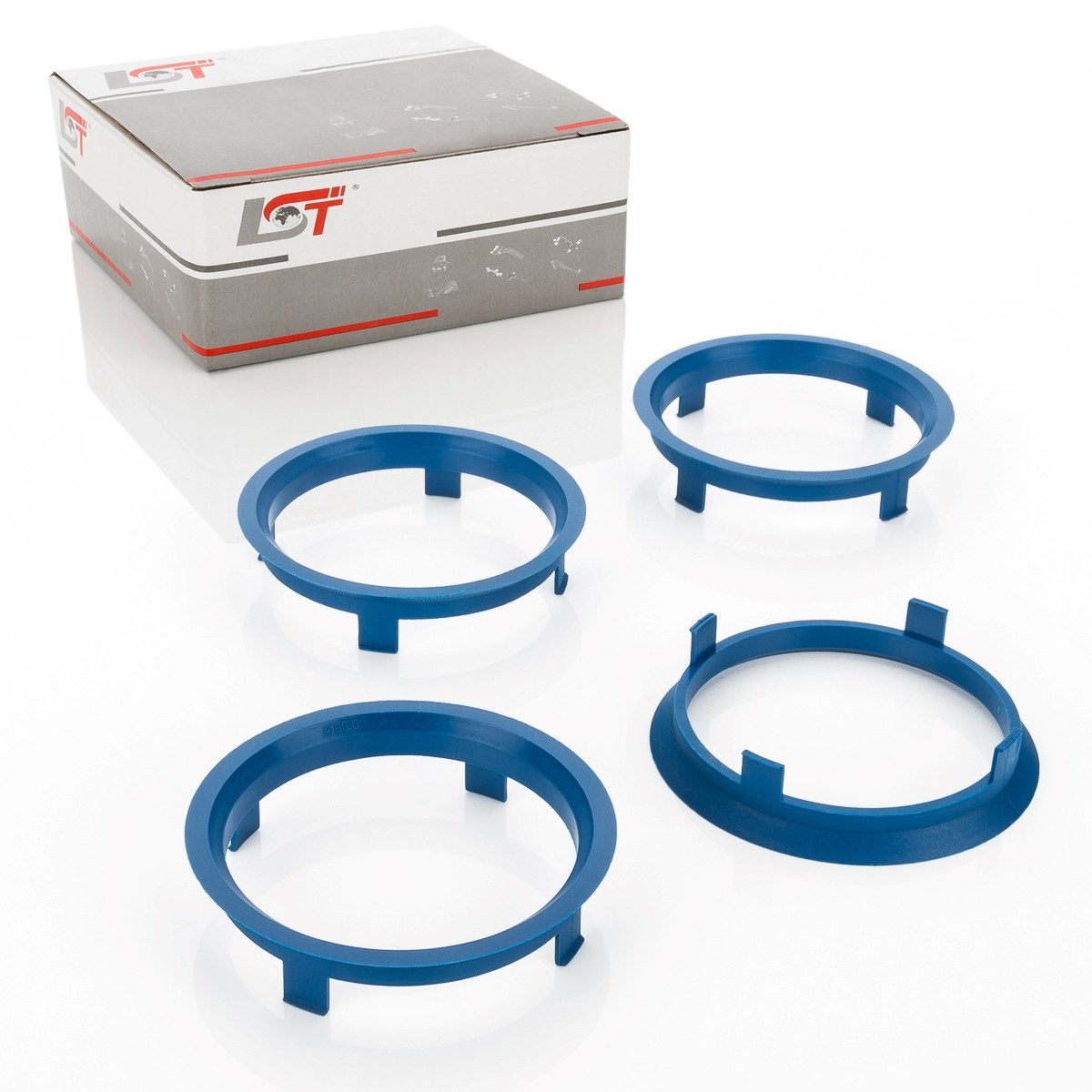 4x Centering Ring Spacer Blue Alloy Wheels Ø 71,6 - Ø 66,6 MM for Mitsubishi