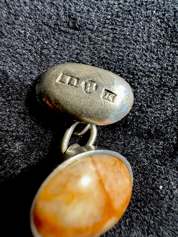 Antique Sterling Silver Chain Linked Cufflinks Stamped K H - Image 2 of 4