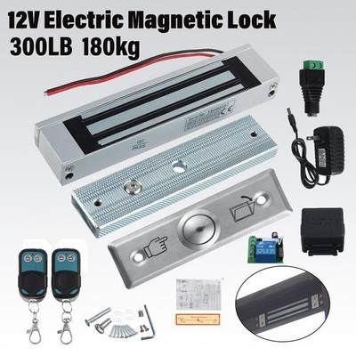Electric Magnetic Lock Holding Force 300Lbs Door Entry Access 2 Remote Controls
