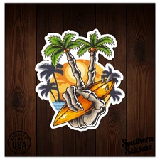 Palm Trees Peace Surf - Vinyl Decal Sticker - Car Window Laptop - ebn7986