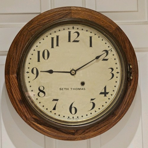 Antike funktionierende 20er Jahre Seth Thomas 8 Tage Eiche Galerie Regulator Wanduhr 16"