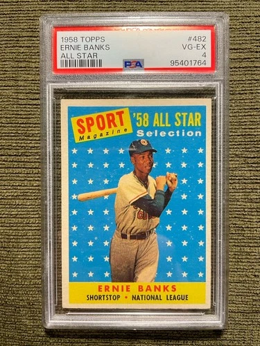 1958 Topps Ernie Banks All Star #482, PSA 4 Chicago Cubs Free Shipping