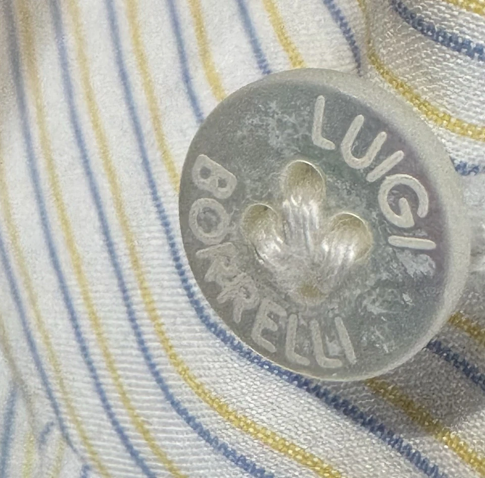 Camisa de vestir múltiple italiana hecha a mano Luigi Borrelli Neiman Marcus talla 16,5/30❌ Foto 4 de 4