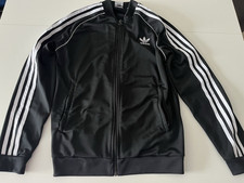 Adidas Track Jacket Youth Boys Large Black 3-Stripe Trefoil Full Zip Pockets