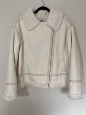 Be You Cream Faux Shearling Aviator Jacket - Size 14