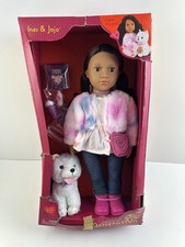 Our Generation Ines  Jojo 18" Doll  Puppy Set with Accessories 3 Damaged Box