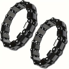 Magnetic Hematite Healing Stretchable Bracelet 2 Line Hematite Therapy Bracelet