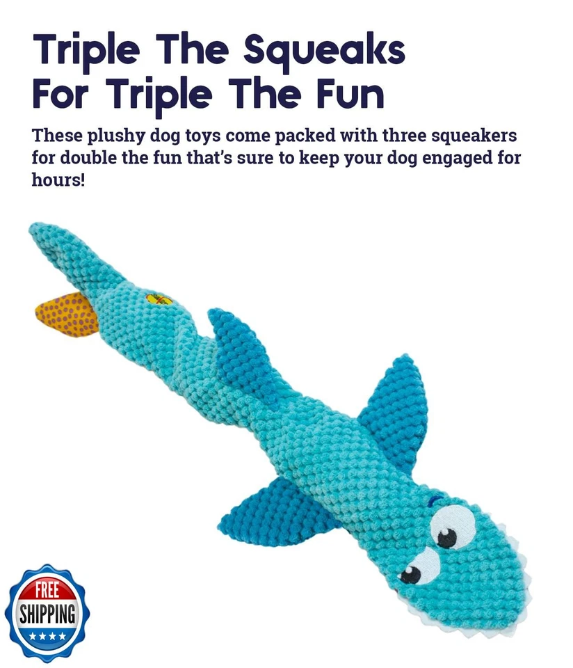 Juguete de peluche para perro de tiburón floppy sin relleno Petstages, grande Foto 3 de 4