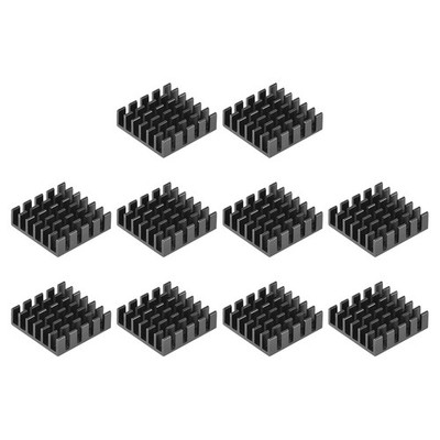 Heatsink Cross Carved MOS GPU IC Chip Black 20 x 20 x 6mm 10pcs