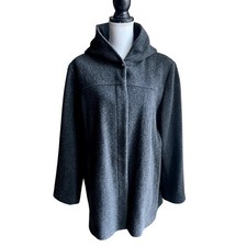 Jason Kole gray 100% wool  hooded midi coat size XL
