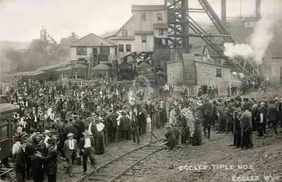 Eccles WV Coal Mining Tipple 1914 Mine Disaster Crowd RPPC Photo Postcard COPY