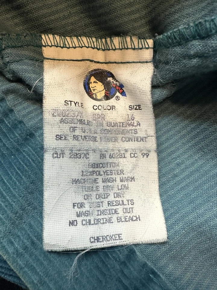 Pantalones Cherokee vintage para mujer 16 azul verdoso verde pana plisados cónicos años 90 Foto 3 de 4