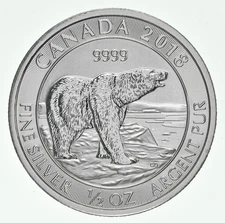 2018 Canada 2 Dollars Silver Polar Bear 1/2 Oz Silver