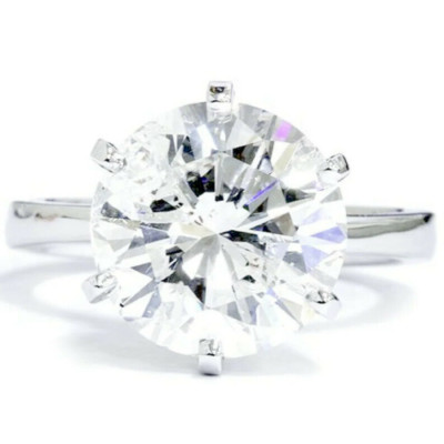 8 Ct Round Solitaire Moissanite Ring In 925 Sterling Silver