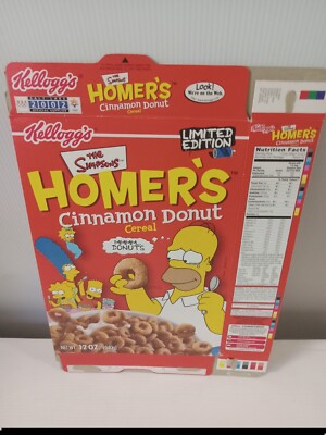Homer Cinnamon Donuts cereal box flat 2001 Kellogg s Empty Box Rare Bin18