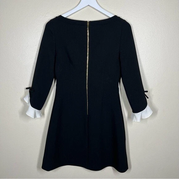 Abito tubino nero Kate Spade New York donna con volant manica 3 4 taglia 0 ufficio