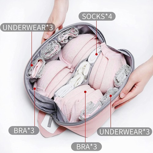 Ropa Interior de Viaje Bolsa Sujetador Lencería Embalaje Organizador Multi-Bolsillo Gran Capacidad - Imagen 5 de 14