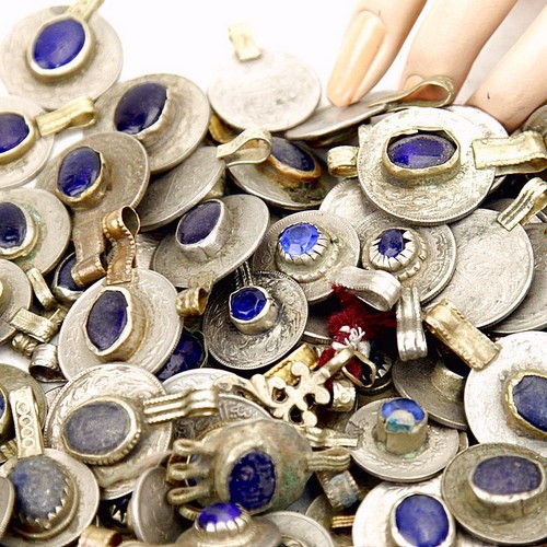 40 real Jeweled COINS Tribal BellyDance Kuchi Tribe - DEEP BLUE Color - Picture 4 of 6