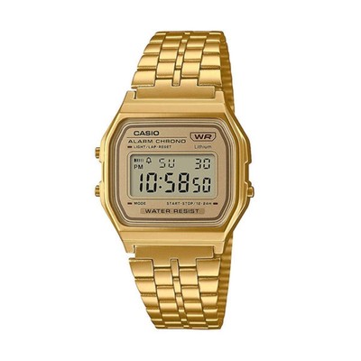 Casio A158WETG-9AEF Unisex Digital Watch   Gold-Tone Stainless Steel Band, LED L