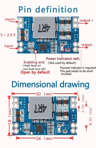 Mini 560 5V-20V a 5V 5A Step Down Buck Converter Fuente de alimentación - Imagen 5 de 6