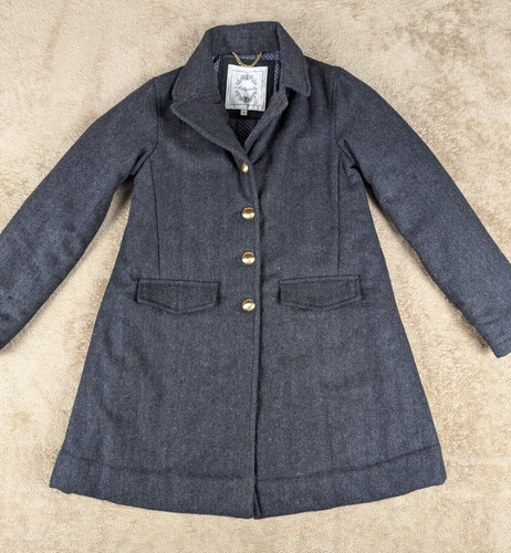 Nellystella Girls' Wool Blend Coat Size 10 Navy Blue Herringbone Gold Buttons - Picture 15 of 24